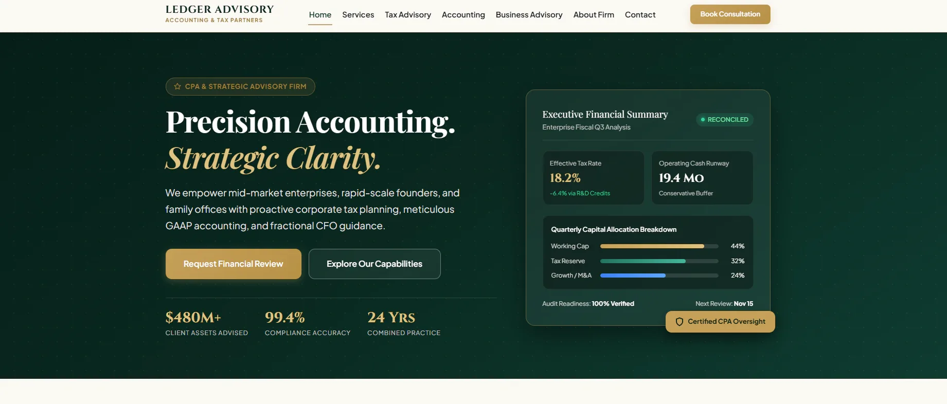 Legal Advisory accounting & tax / advisory website interface concept by SiteCraft